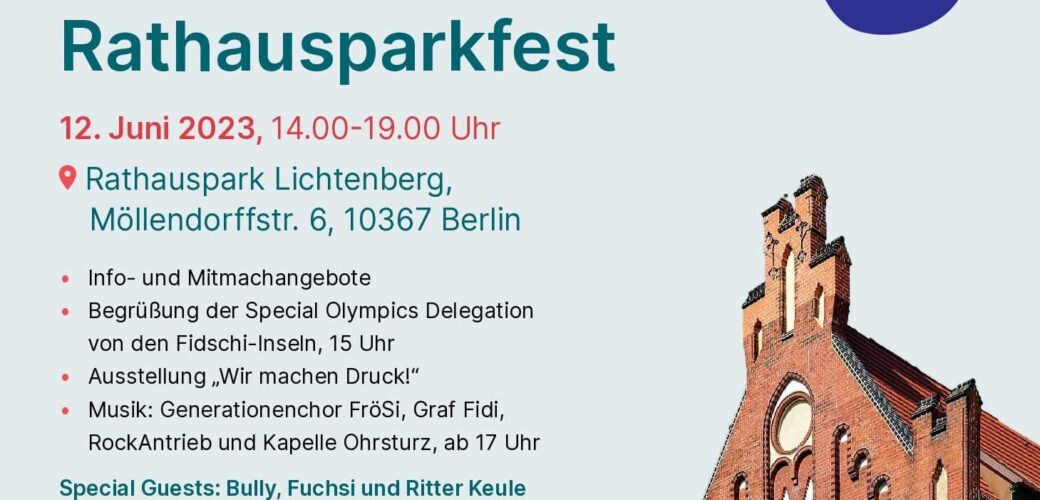 Ein Teil vom Plakat für das Rathausparkfest in Lichtenberg.